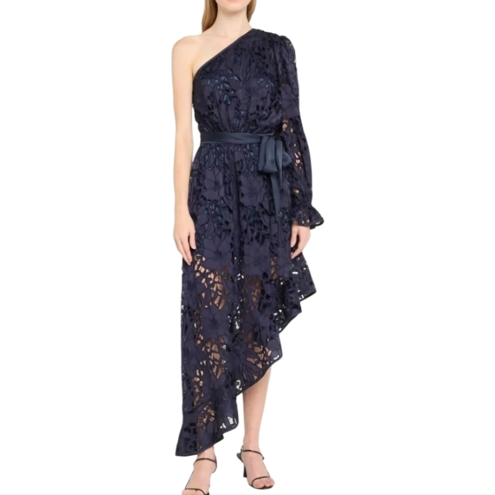 Ramy Brook Navy Blue Jayda Asymmetric Dress - Size 2
